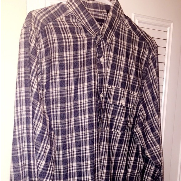 FIVE FOUR BLUE WHITE PLAID BUTTON DOWN SHIRT - Picture 2 of 6